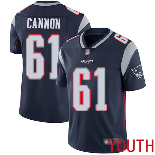 New England Patriots Football #61 Vapor Limited Navy Blue Youth Marcus Cannon Home NFL Jersey->youth nfl jersey->Youth Jersey